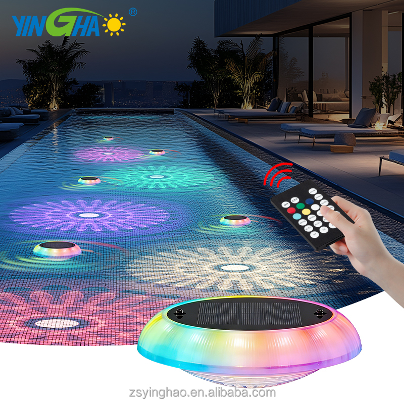 RGB Solar Swimming Pool Light IP67 Waterproof Outdoor LED Floating Pool Lights with Remote Control 360 Beam Angle