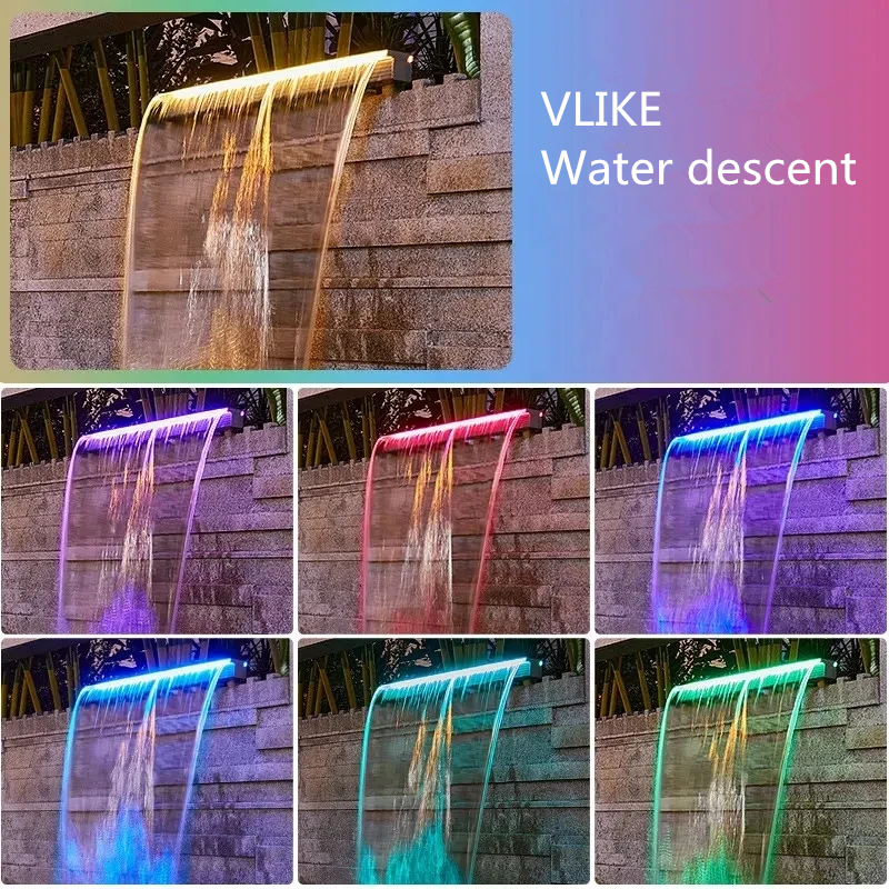 IP68 Outdoor Pool Waterfall Decorative Water Descent Fountain Effect Lighting Waterfalls For Swimming Pools