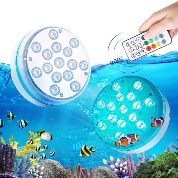 Led Pool Lamps RGB Underwater Pond Lights Waterproof Magnetic Bathtub Light Hot Tub Light with Suction Cup