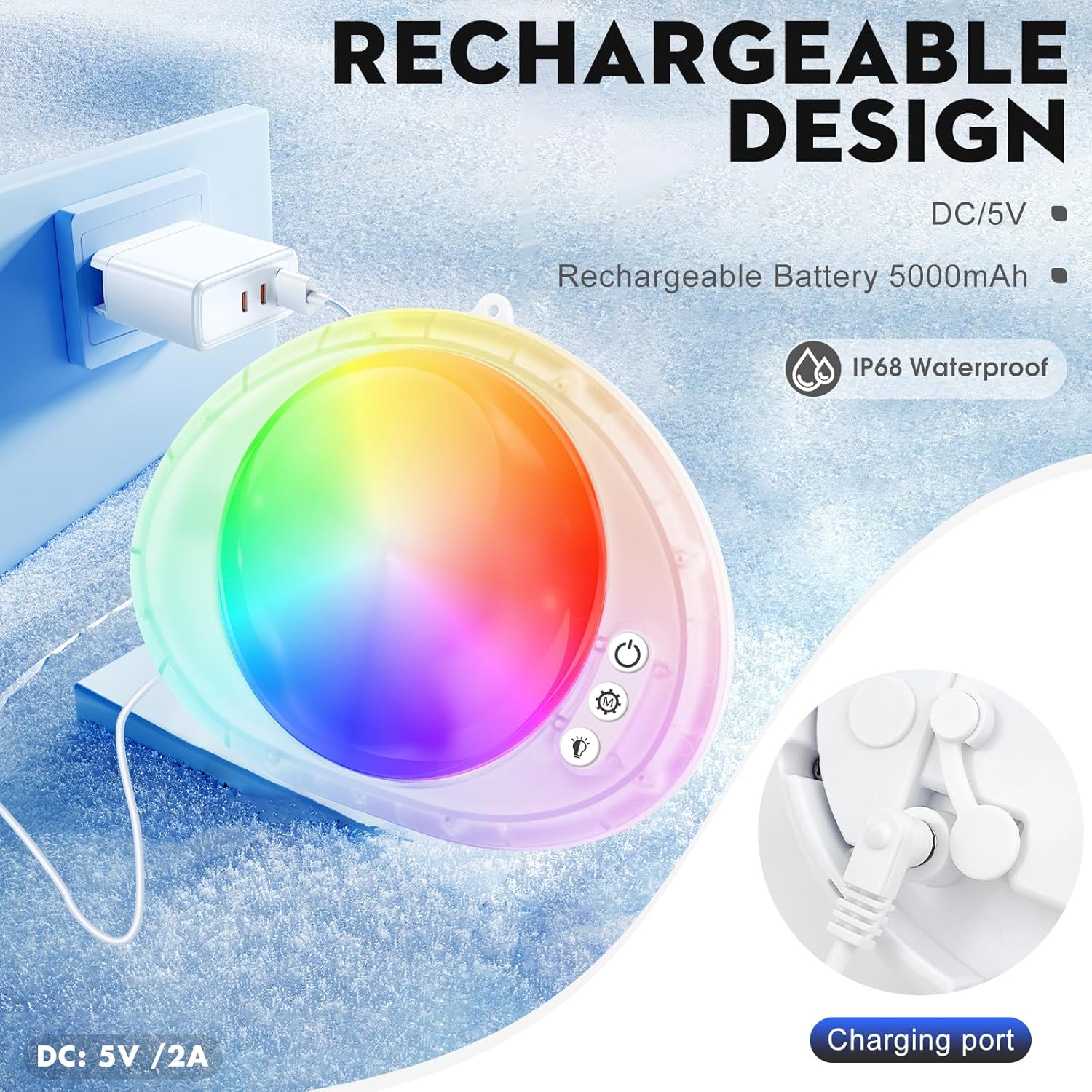 LED Pool Light Remote Control Waterproof Magnetic Submersible for Inground/Above Ground Pools &amp; Hot Tub 1 PC