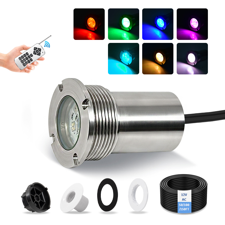 High Quality D55mm IP68 Spa Light Multi RGB 12W 12V Nicheless Recessed 1.5 Inch Fitting Replacement Led Swimming Pool Light