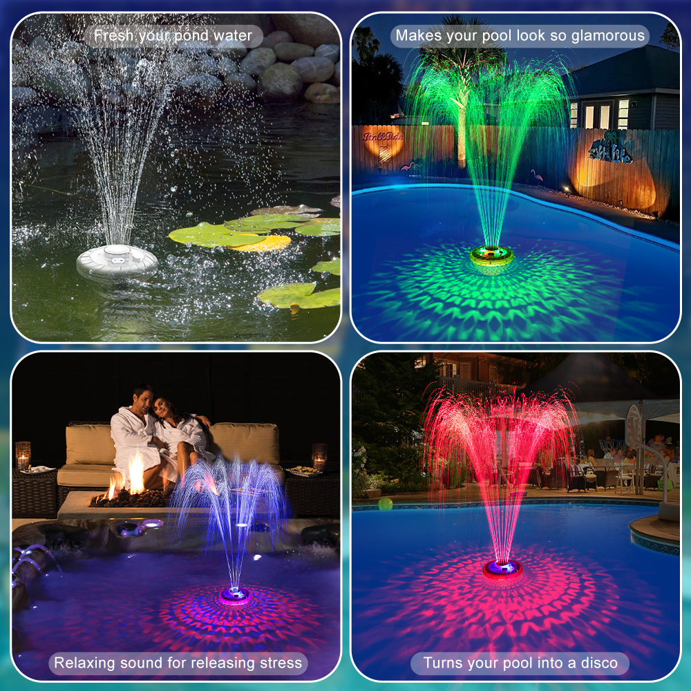 High Brightness Above Ground Inground Underwater RGB Light Show LED IP68 Waterproof Floating Pool Fountain Lights