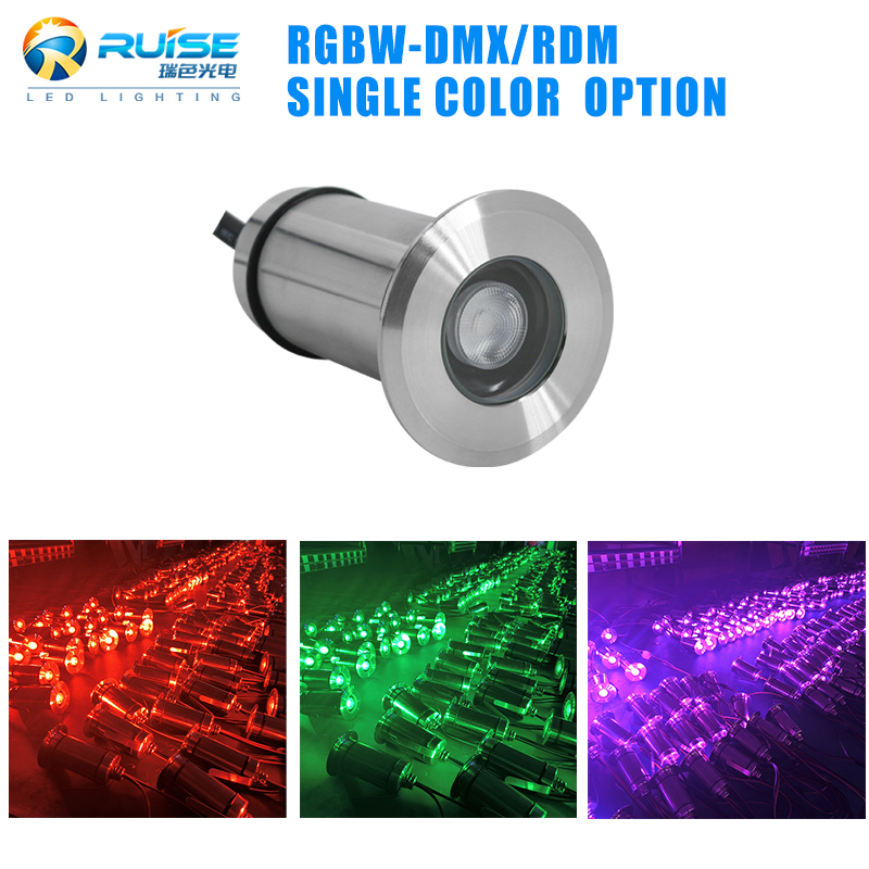 RGBW 10W 316 Stainless Steel Glass LED Pool Light DMX512 Control AC/DC 12-24V Floating Recessed Ground IP68 Rating Warm White