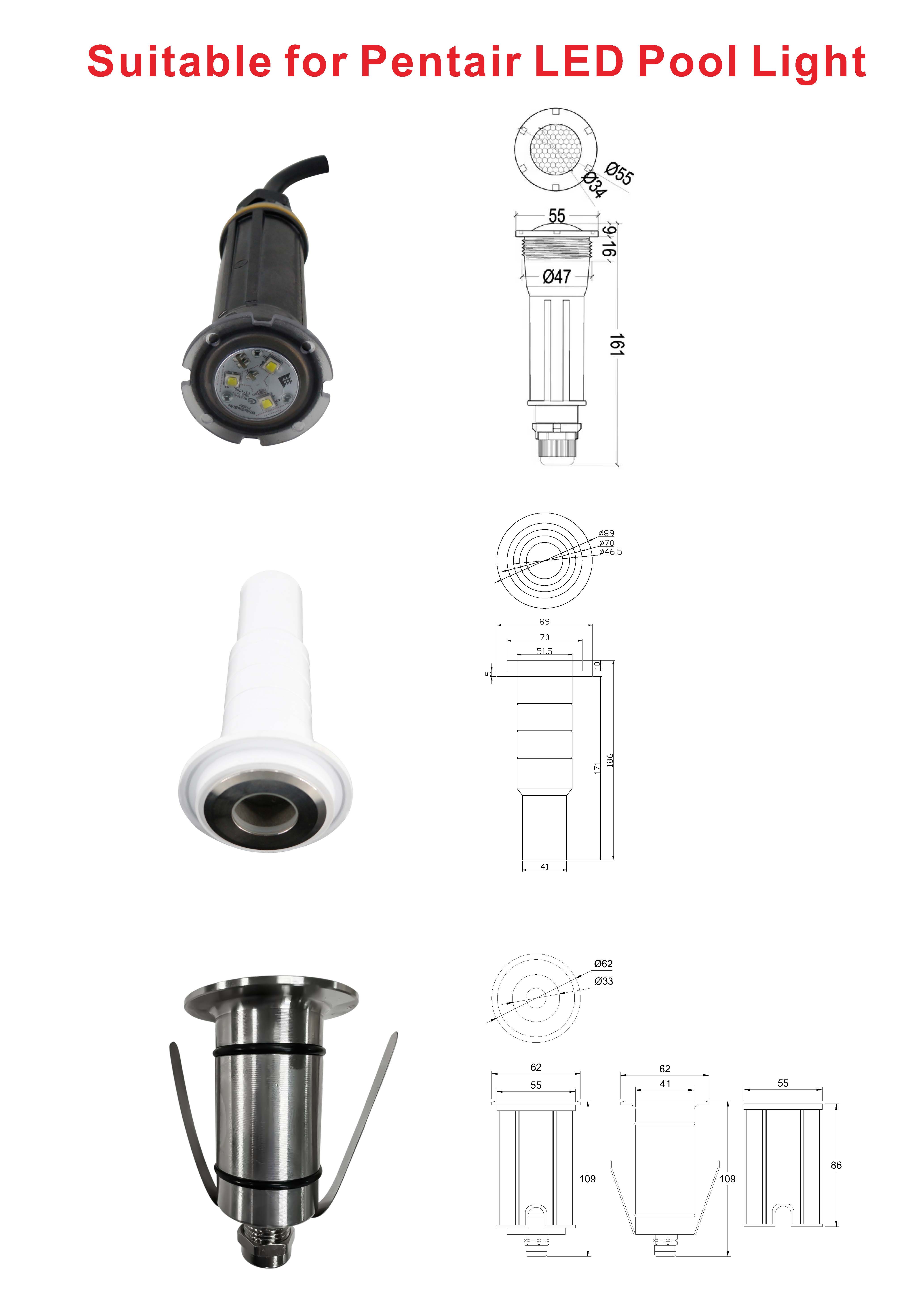 Small Size 10W RGB/RGBW Programmable Underwater LED Pool Light IP68 Waterproof 304 SS/316L SS DMX512 Nicheless Led Pool Light
