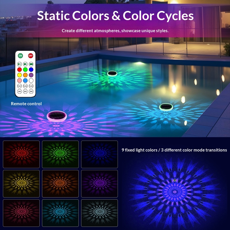 New Cross-Border IP67 Solar Water Floating Lights Glow Dark Garden Pond Pool Outdoor Courtyard Lights
