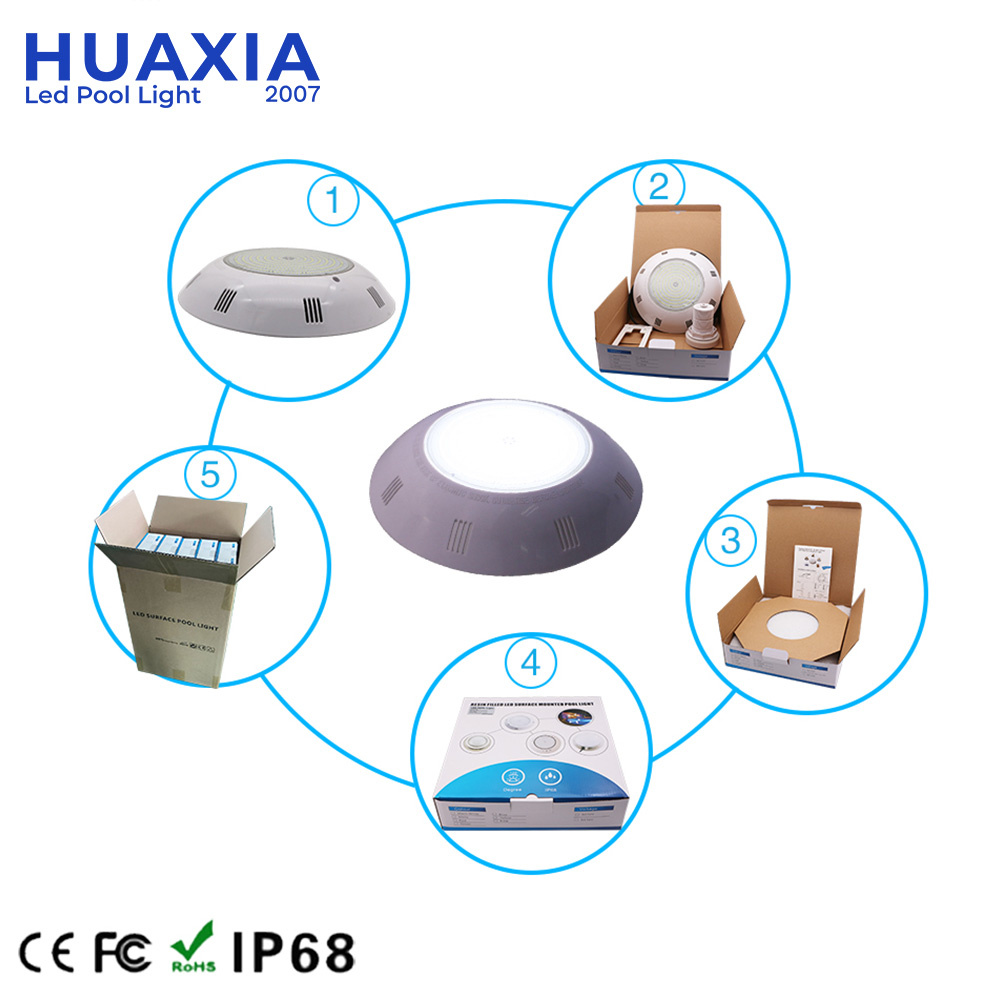 IP68 Waterproof Resin Filled Surface Mounted LED Pool Light AC12V Underwater Swimming Pool Lamp for Concrete/Vinyl Pool