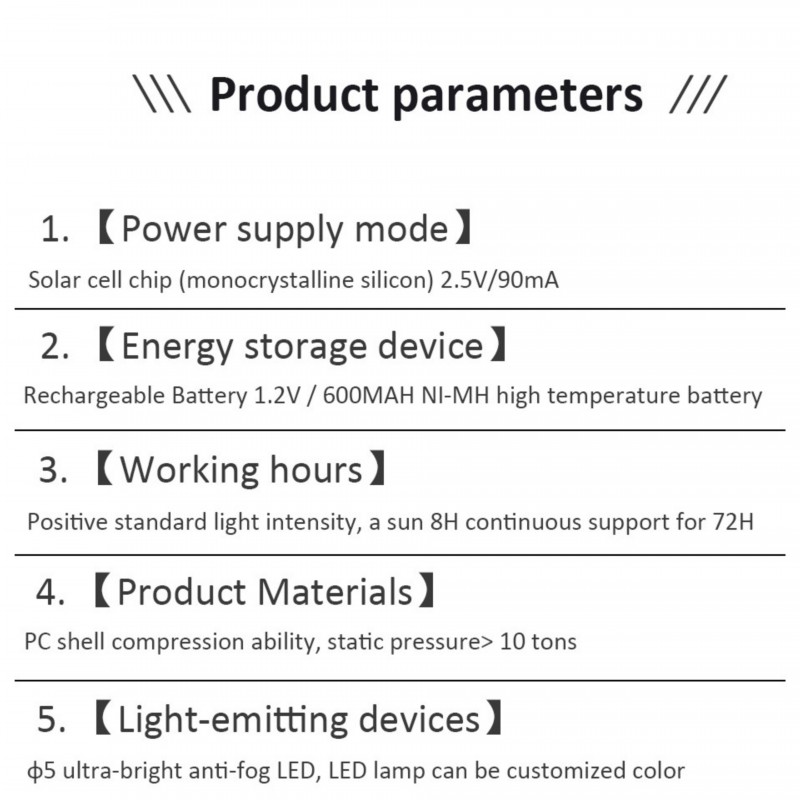 Product technical specifications