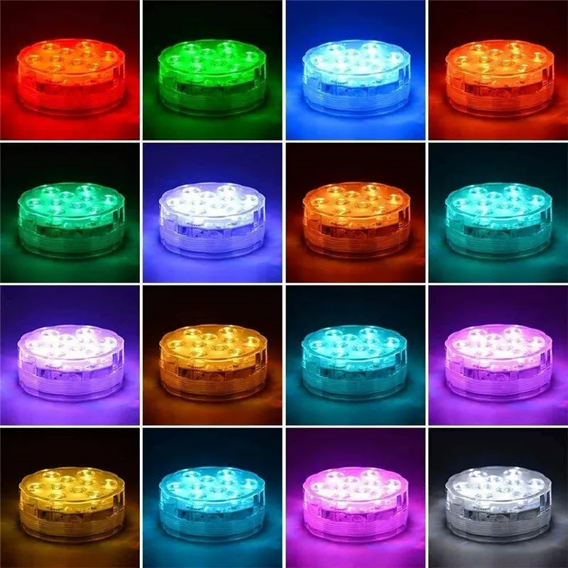 Remote Controlled Submersible LED RGB Lights Battery Waterproof Mini Tea Swimming Pool Light