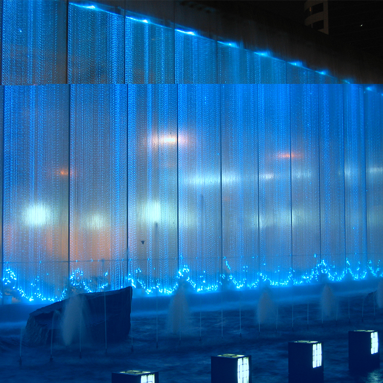 Led 1*0.75mm Fiber Optic Waterfall Lighting For Wedding Hall Curtain Multicolored Decorative Light