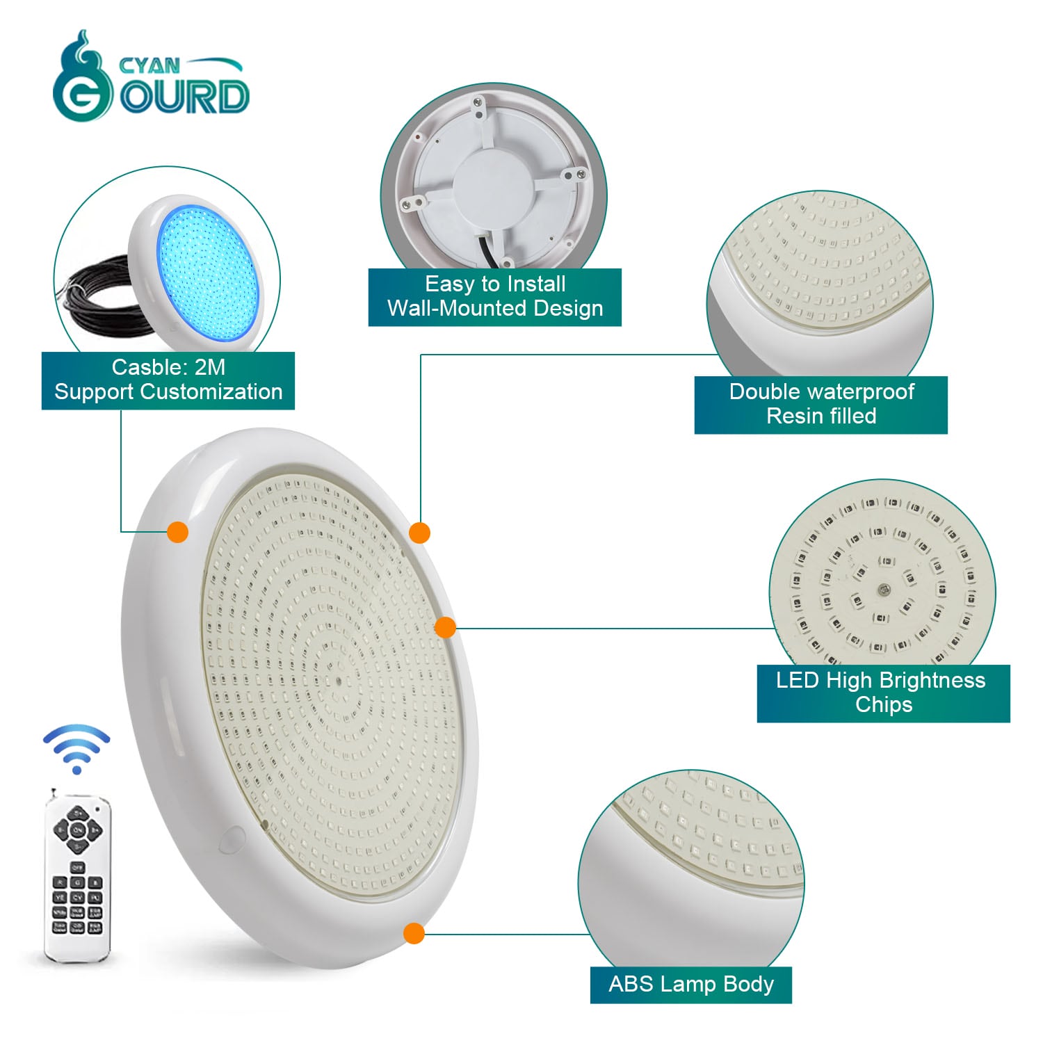 Ip68 Waterproof 12v Rgbw Wifi Control Smart App Tuya Remote Control For Swimming Pools Wholesale Supplier Led Pool Light