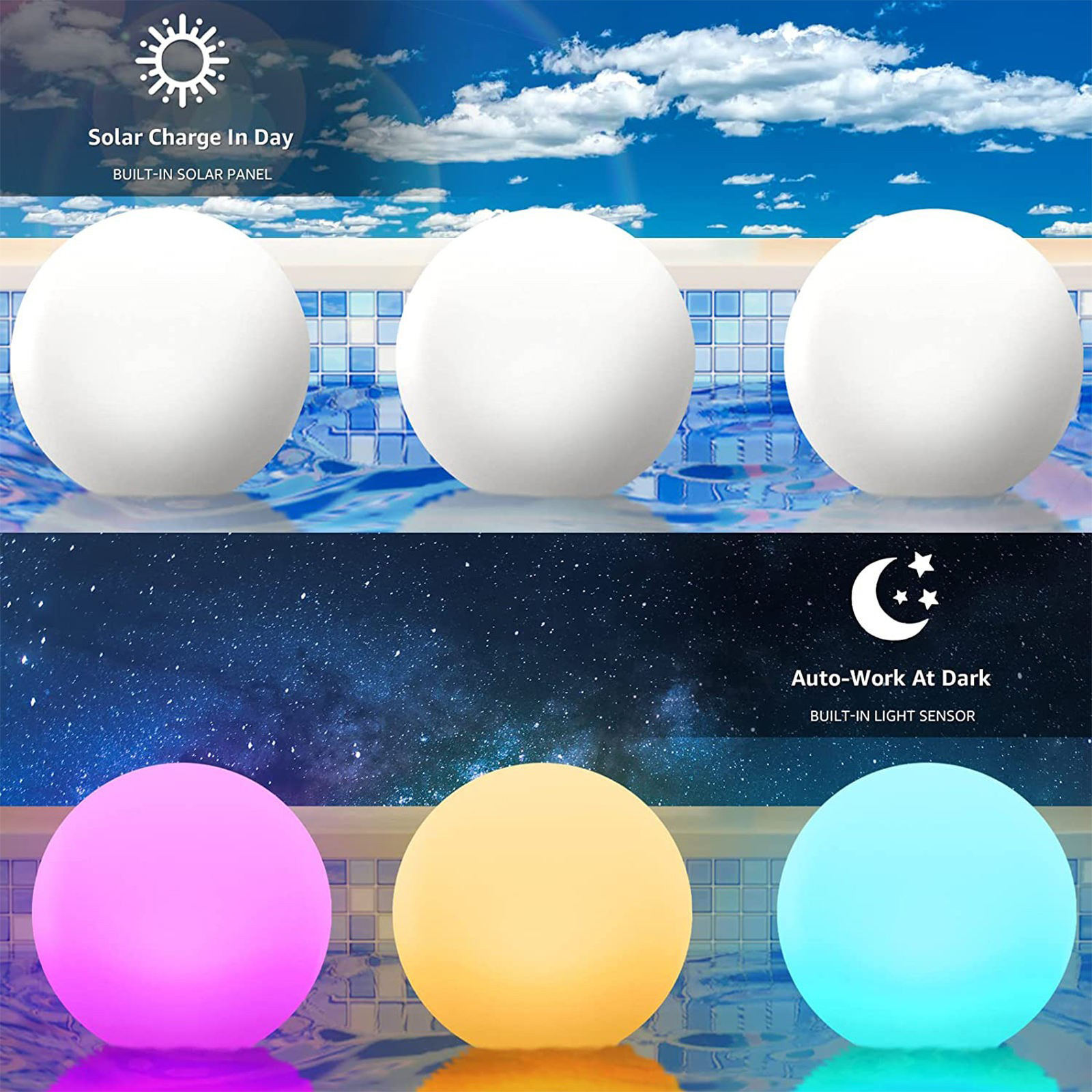 Led Ball RGB Color Changing Large Illuminated Outdoor Spheres Floating Swimming Pool Light