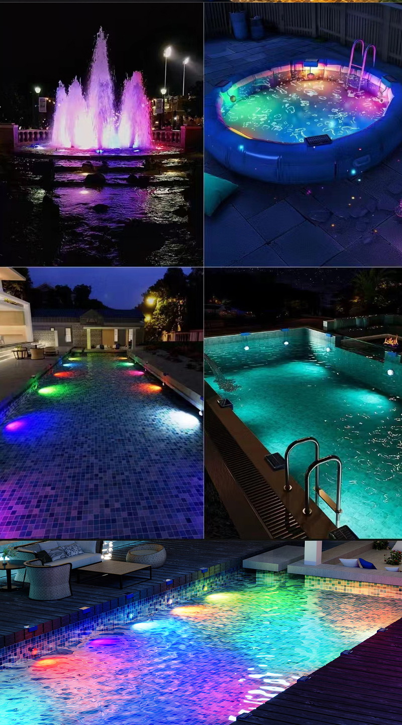 EGH Solar Ultra Thin 1W Waterproof Underwater Submersible Dive Multi Color Changing RGBW Wifi Led Nicheless Pool Light