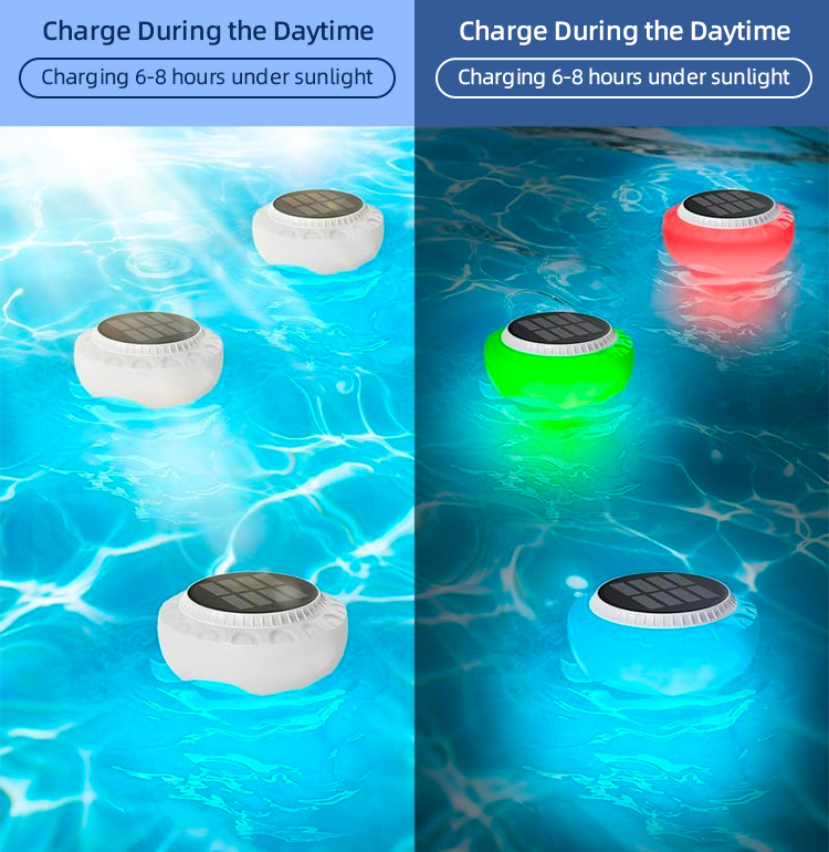 IP68 Waterproof LED Solar ABS Floating Chlorine Dispenser Color-Changing Warm White Rechargeable Pooling Light