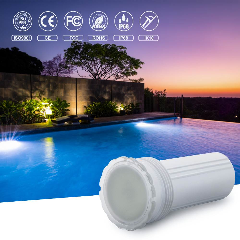HUAXIA 1.5" Nicheless LED Pool Light IP68 Waterproof RGB Warm White Remote Spa Underwater Lamp for Vinyl Liner Concrete Pool