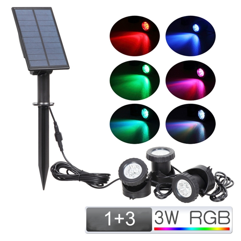 1X2 1X3 1X5 Solar Panel Landscape RGB IP68 Waterproof Outdoor Solar Pool Light Solar Underwater Lamp