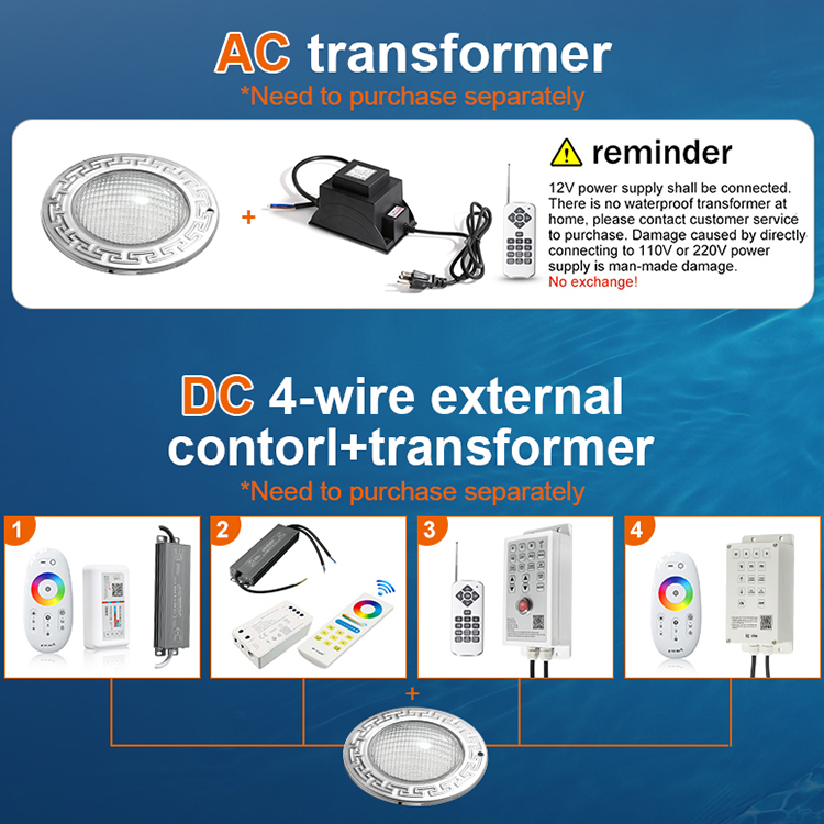 12V AC Ip68 Waterproof Par56 Color Changing Smd2835 Remote Control Multicolor Rgb Underwater Recessed Swim Led Pool Light