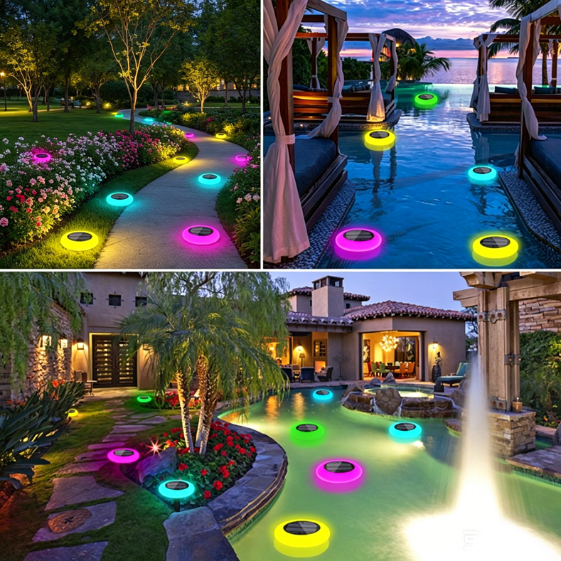 Factory Wholesale Solar Powered IP67 Waterproof Changing Floating Lamp Outdoor Party Garden Pond Swimming Pool Lights