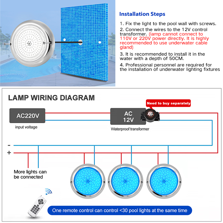 Top Sale 152mm Pool Lamp 12V AC Ip68 Waterproof Color Changing Underwater Led Rgb RGBW Swimming Pool Light