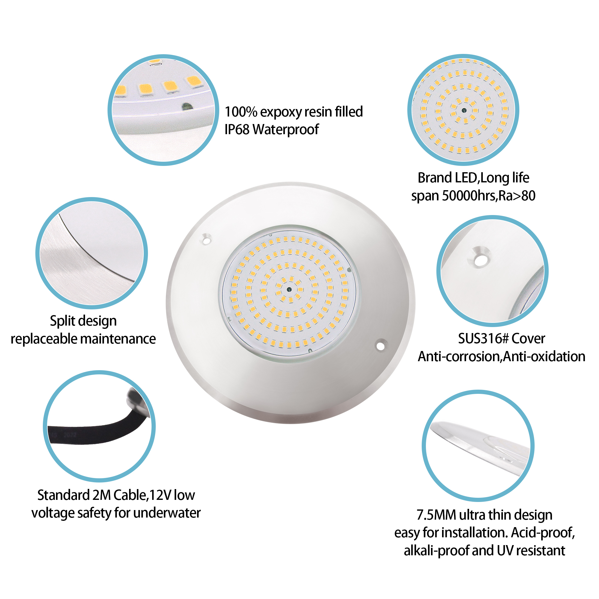 10W RGBW LED Pool Light IP68 DC12V Par56 Stainless Steel Resin Filled Color Changing Remote Control Underwater Swimming Light
