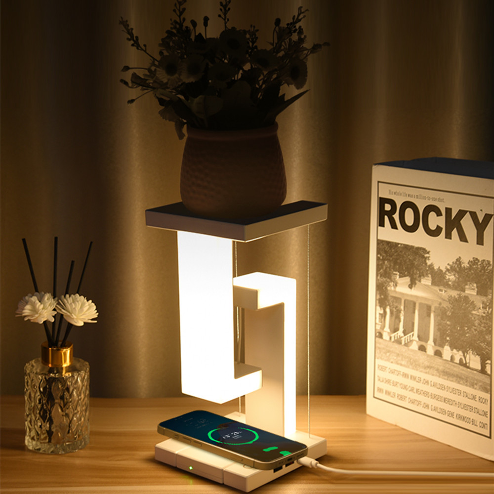Modern Magnetic Levitation Desk Lamp Floating LED With DC 5V Eye Caring Wireless Charger Touch Control Night Light