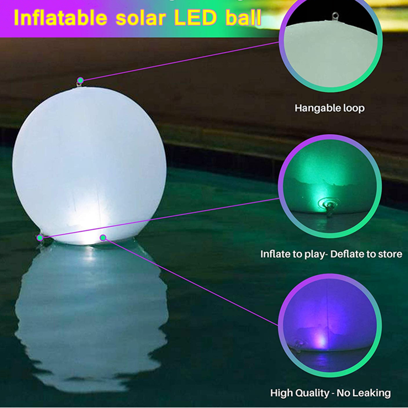 Inflatable Solar Floating Swimming Pool Pond LED Light Lamp Ball with RGBW Color Changing for Garden Beach Party