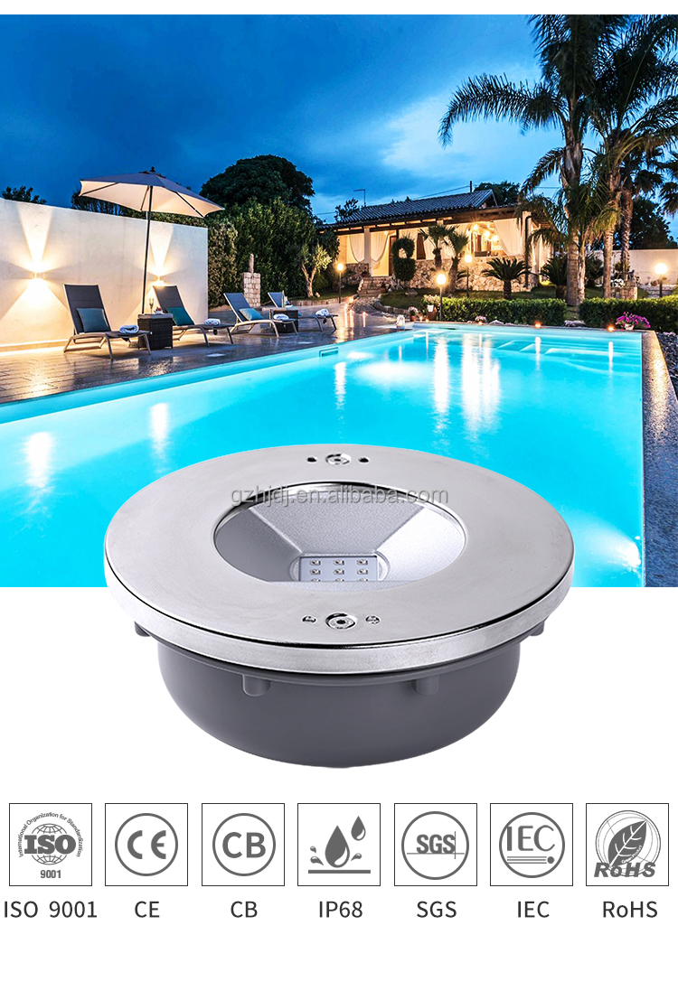 LED Underwater Light IP68 12V AC/DC Color Changing Underwater Concrete Led Pool Lights Swimming Vinyl Liner Pool Light