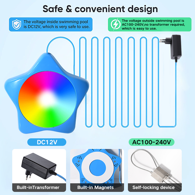 Ip68 Waterproof 12V LED Pool Lights Color-Changing with Magnetic App Remote Control for Above Ground and Inground Pools