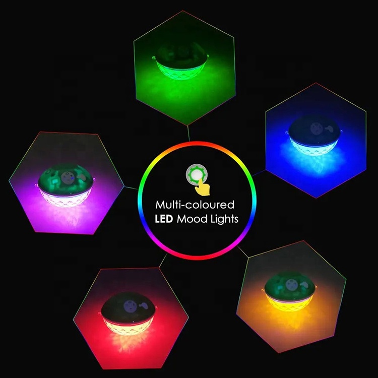 KENUO Colorful LED Light IPX7 Waterproof Portable Wireless Floating Swimming Pool Underwater Speakers