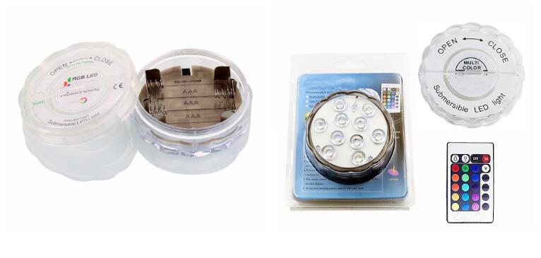 LED RGB Submersible Light With Magnet and Suction Cup Swimming Pool Light Underwater Tea Night Light for Pond