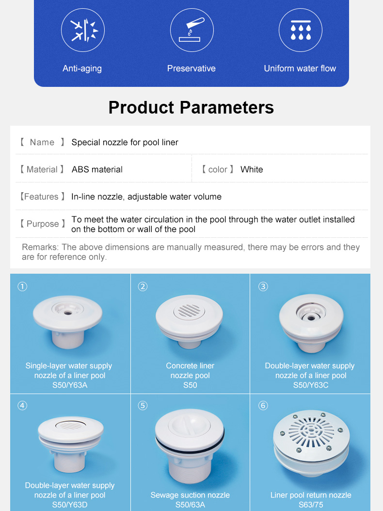 White ABS 50mm Diameter Pool Return Jet Nozzles Durable Easy Install Spa Nozzle for Swimming Pool Accessory