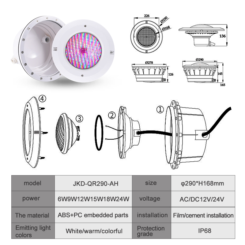 Recessed LED Pool Light PAR56 International LED Bulb Par56 Swimming Pool Light for Vinyl Liner Pool