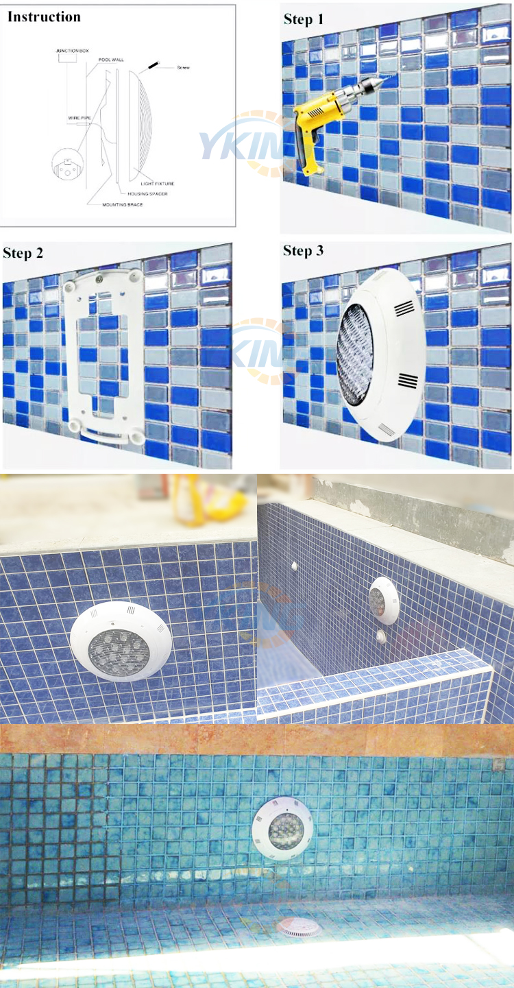 Fast Delivery YK-SP602 12W Surface Mounted ABS Plastic DC24V 3500K IP68 Waterproof Swimming Pool Lights Floating