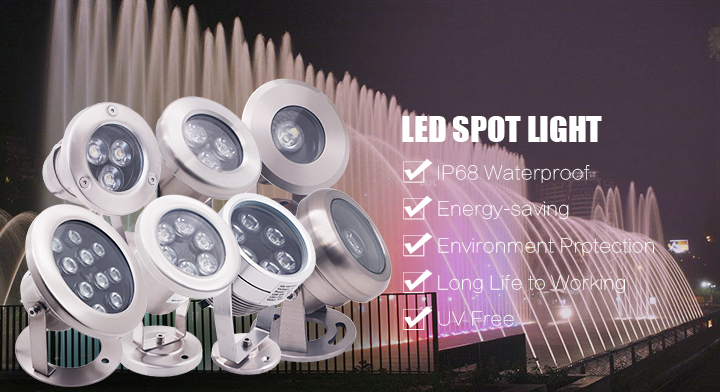 High Power IP68 Waterproof Stainless Steel Swimming Pool Astral 36W LED Underwater Light Solar Powered LED Spot Light