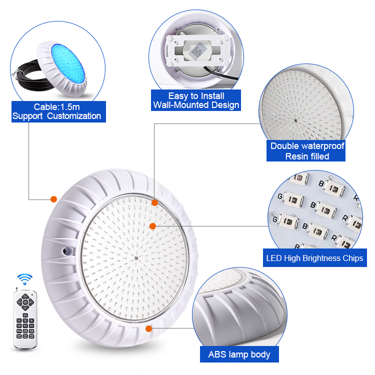 High Quality Pool Lamp Concrete Wireless 12V 18W Flat Oem Ip68 Waterproof Led Swimming Pool Light