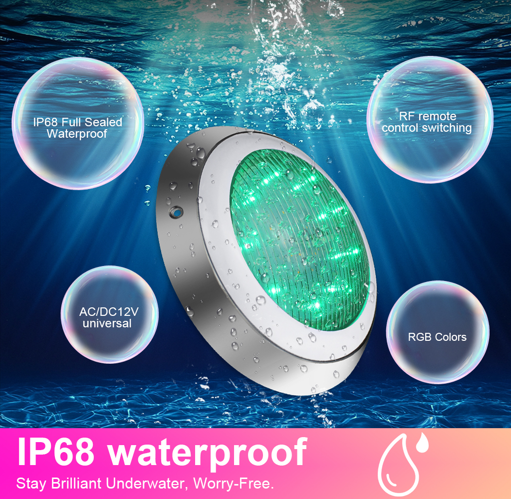 18W DC12V RGBW RGB+3000K RGB+6000K LED Swimming Pool Light Spa Bulb Underwater Pond Light Tub Lamp Wall Mounted Stainless Steel