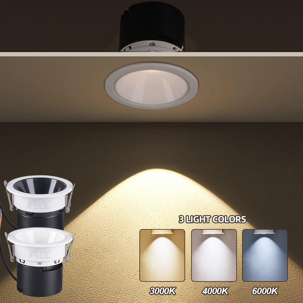 NEW AC220V 6-7W 3 Colors Led Cob Downlight Adjust Panel Ceiling Led Downlight Commercial Lighting for Hotel Led Downlight