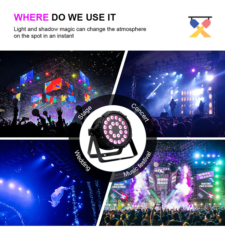 IP65 Waterproof Outdoor Par Light 24x12W RGBW 4-in-1 LED DMX512 8-Channel Sound Control CRI90 3200-7800K Stage/DJ/Wedding/Club