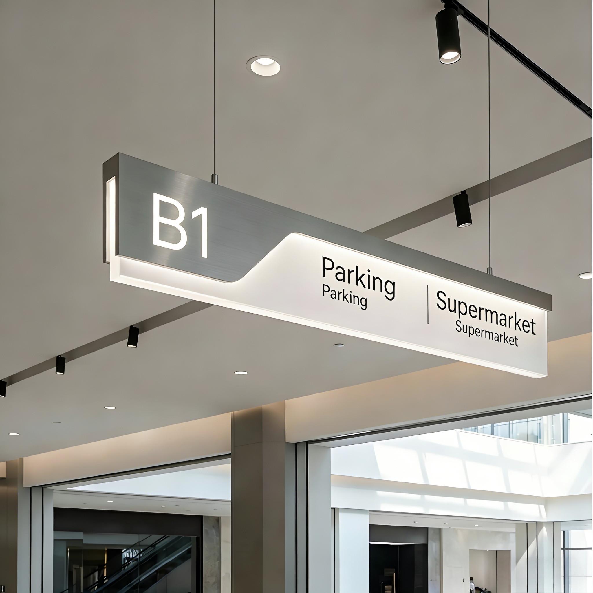 LED Double Sided Hanging Illuminated Light Box Acrylic Aluminum Advertising Sign For Hospital Mall Wayfinding Scrolling Text