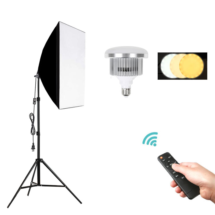 150W 50*70cm Photography Softbox 2M Stand Bulb Light LED Soft Box Studio Video Light for Photo Live