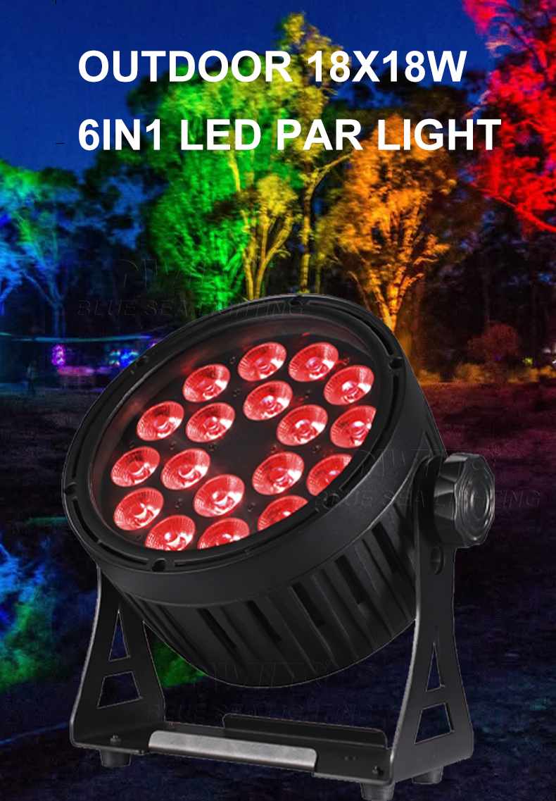 Wedding Outdoor DJ 18x18w RGBWA UV 6in1 LED Par Can Stage Lights for Outdoor Weddings
