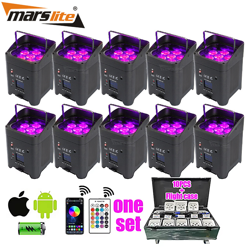 10PCS One Set Rechargeable Smartbat Uplights Battery Wireless Wedding Party Dj Lights Stage Up Lights Par With Case