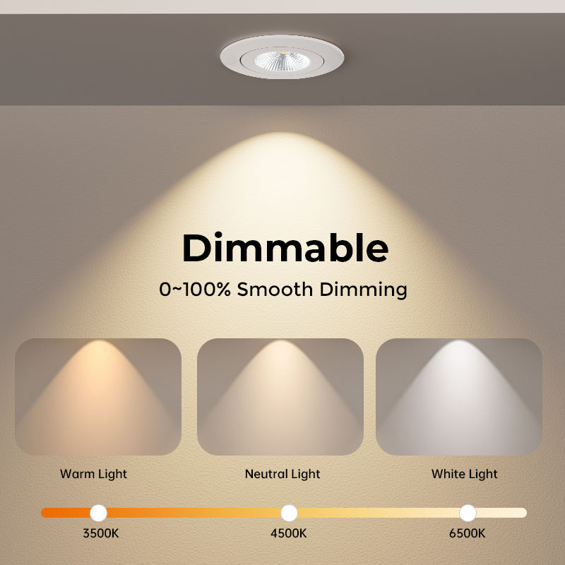 Dimmable Slim LED Downlight 6W COB CE RoHS Recessed Ceiling Spotlight Indoor Lamp for Hotel Office Project