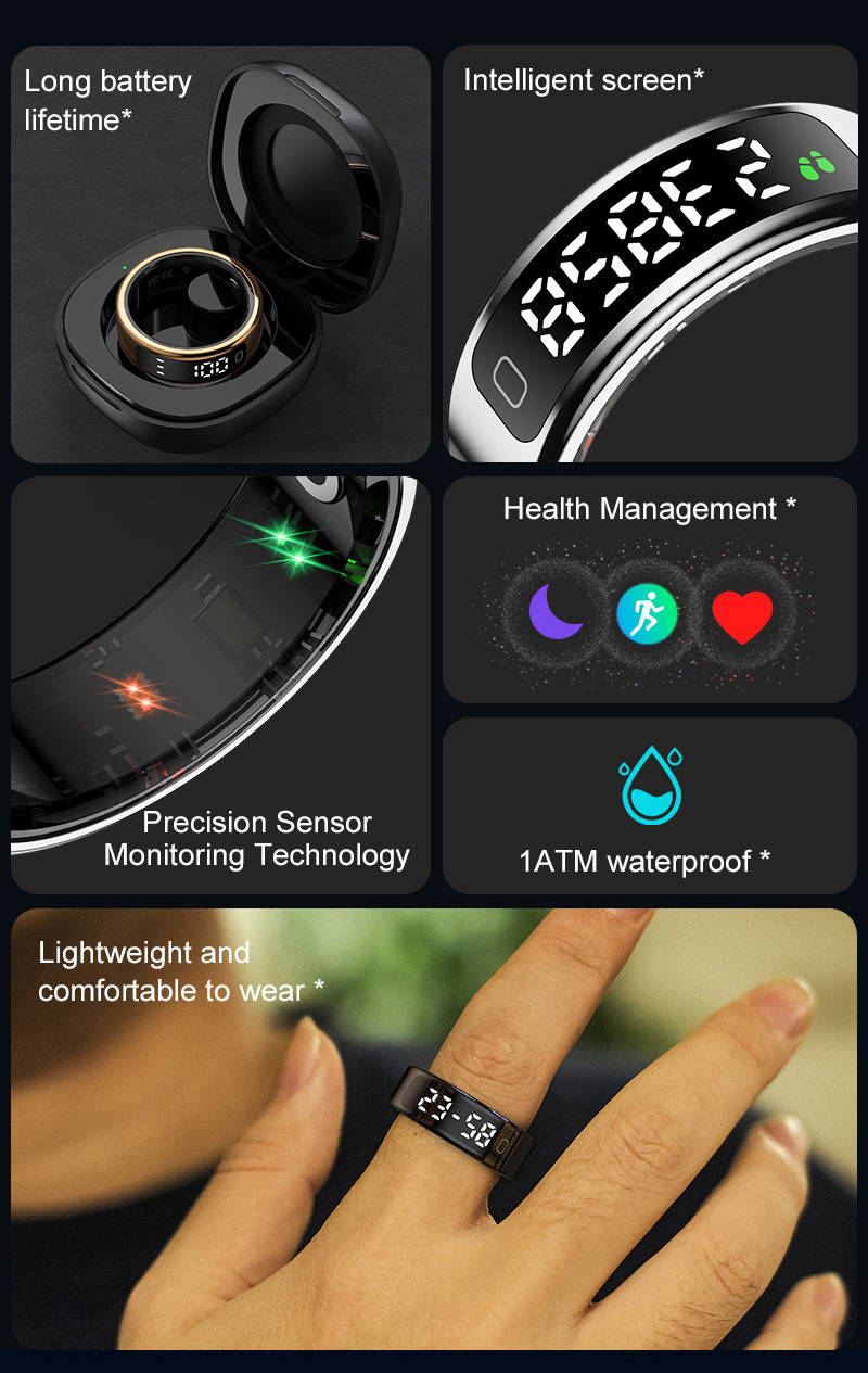 2026 Hot Selling Sincere Gift Muslim Intelligent Praise Android Plastic Touch Screen Countdown Smart Electronic Zikr Ring