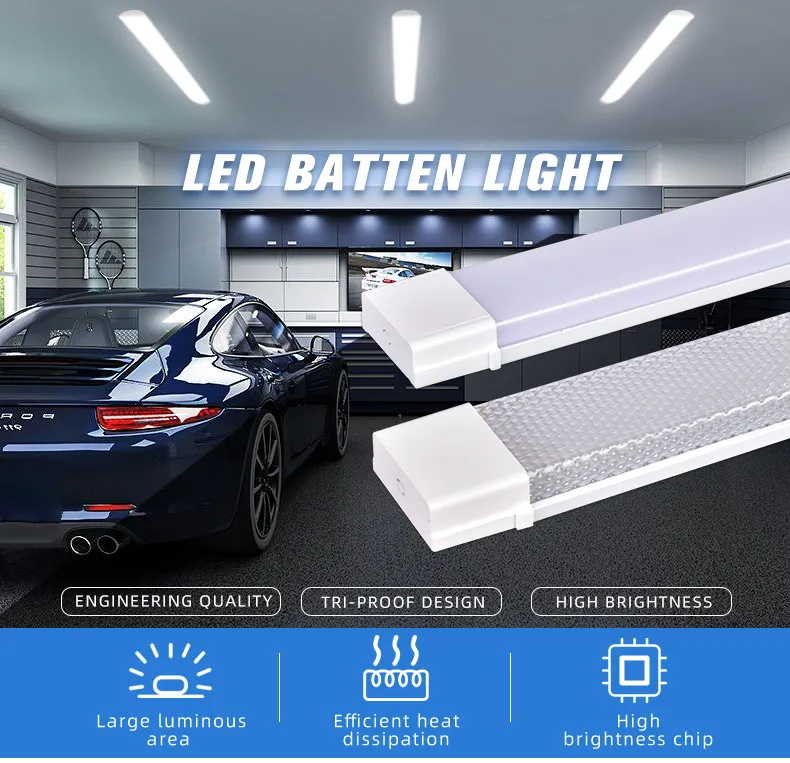 Bright Energy-Efficient Indoor LED Tri-Proof Batten Light 2FT 30W 4FT 60W