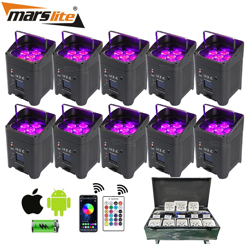 10PCS One Set Rechargeable Smartbat Uplights Battery Wireless Wedding Party Dj Lights Stage up Lights Par With Case