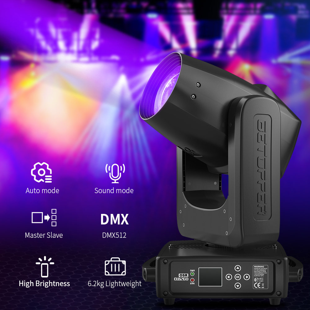 Big Dipper CLB260 DMX 260W 6Kg Beam Moving Head Light Disco Lights Club Lighting System for Events and Concerts