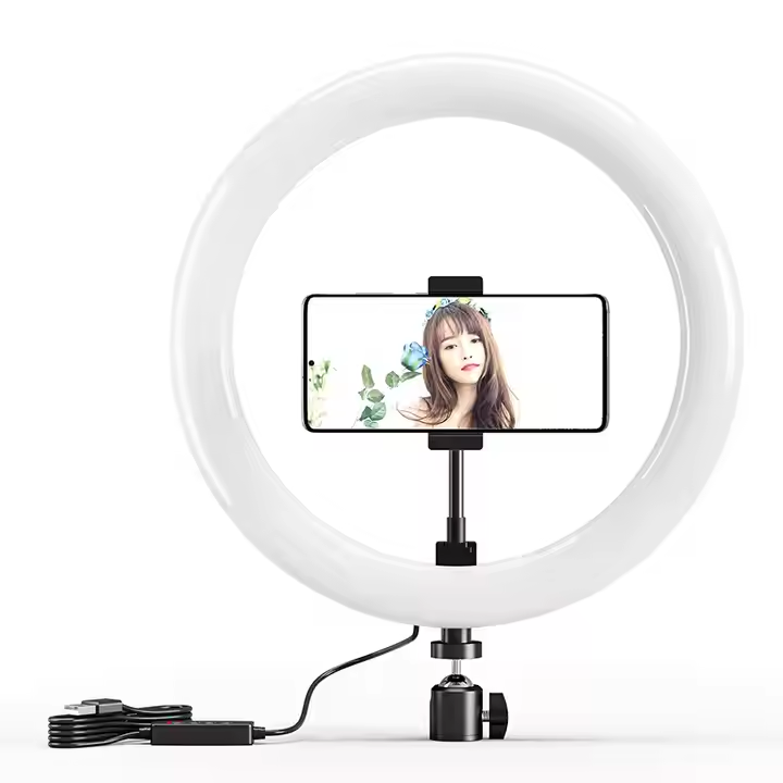 10-Inch Dimmable LED Studio Lamp with Fill Camera Adapter Ring Selfie Cosmetic Photography Lighting Stand and Tripod Included