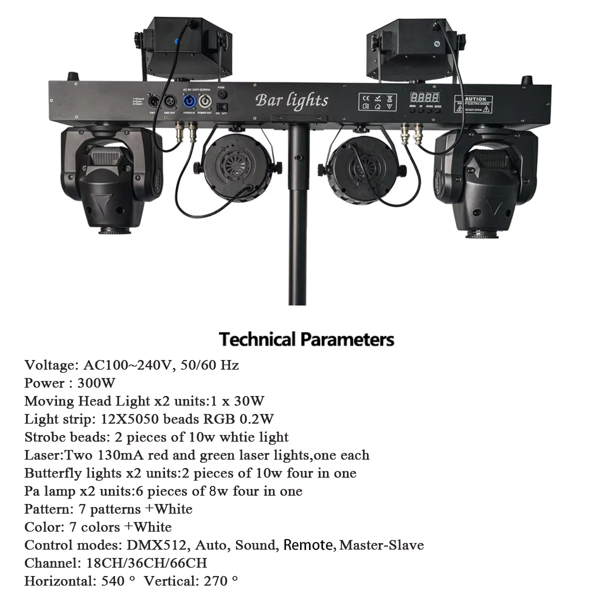 Professional Portable Gig Bar Dj Disco Light 2X30W Moving Head 2pcs 6x8w RGBW 4in1 Led Par Bar Stage Lighting With Stand