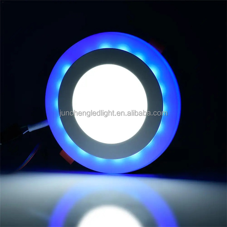 Indoor 6W/12W/18W Ultra Thin Panel Light Two-color Round Embedded LED Ceiling Light AC 220-240V/85-265V Dimmable Panel Light