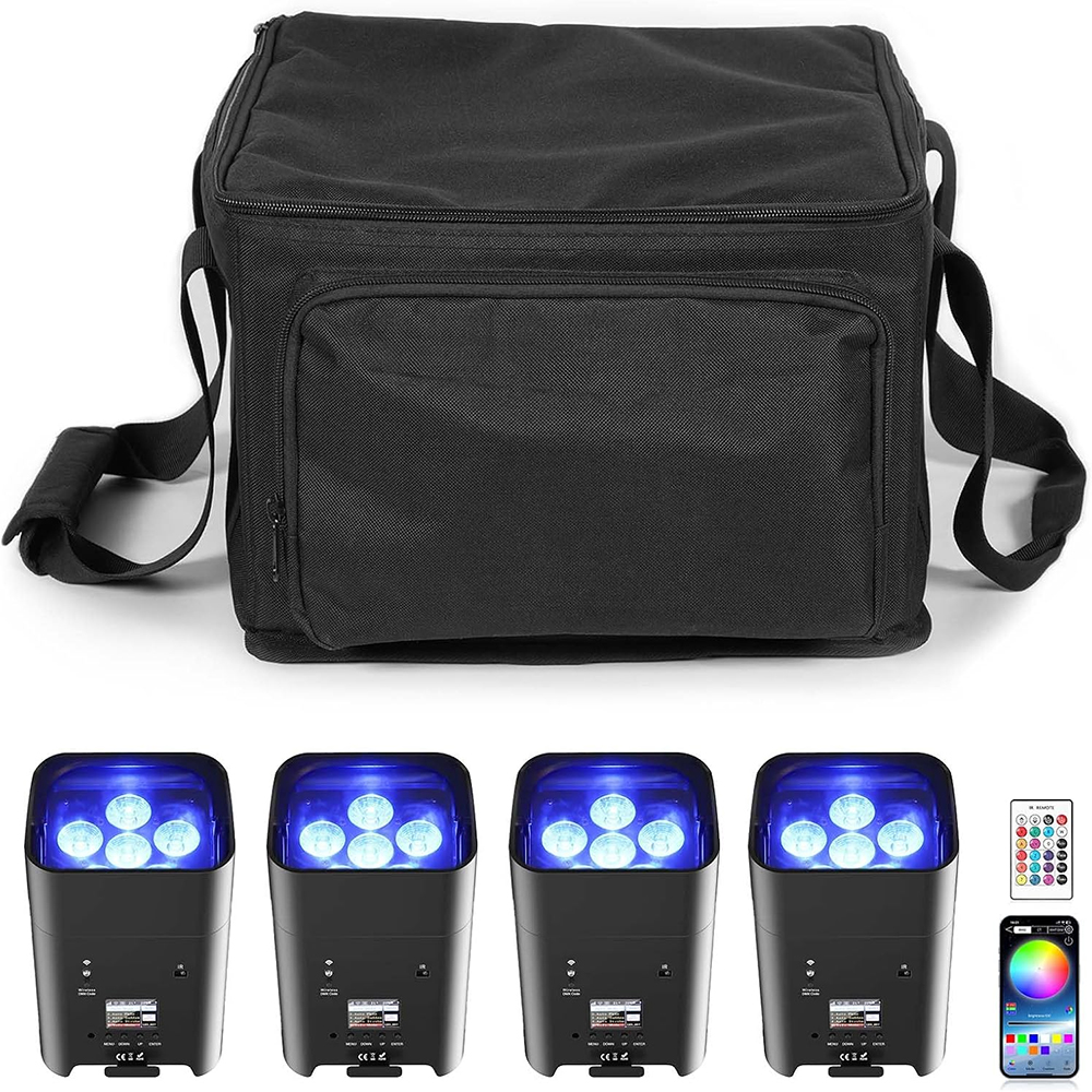 4PCS Wireless Remote Control 6*18W RGBWA+UV Rechargeable Battery LED Par light DMX512 Control Professional Stage Lighting
